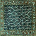 thumbnail image 1 of Ahgly Company Machine Washable Indoor Square Persian Turquoise Blue Traditional Area Rugs, 5' Square, 1 of 4