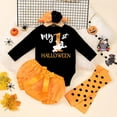 thumbnail image 2 of mgoYE 9 Month Baby Girl Clothes My First Halloween Baby Girl Outfit 1st Halloween Pumpkin Romper Tutu Skirt Dress Headband Cute Fall Clothes 4PC|Orange 0-3 Months, 2 of 4