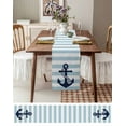 thumbnail image 3 of nqOlkjepod Aqua Stripe Nautical Table Runner 48 Inches Long Farmhouse Dress Scarves, Navy Blue Anchor Summer Coastal Dining Tablerunner for Coffee Table/Kitchen Island/Party Décor, 13" x 48", 3 of 8
