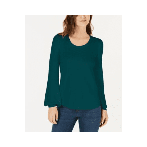 Photo 1 of SIZE XL Style & CO - Textured-Sleeve Sweater - Emerald 