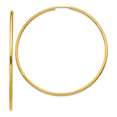 thumbnail image 1 of 14k Yellow Gold Round Endless 2mm Hoop Earrings, 1 of 7