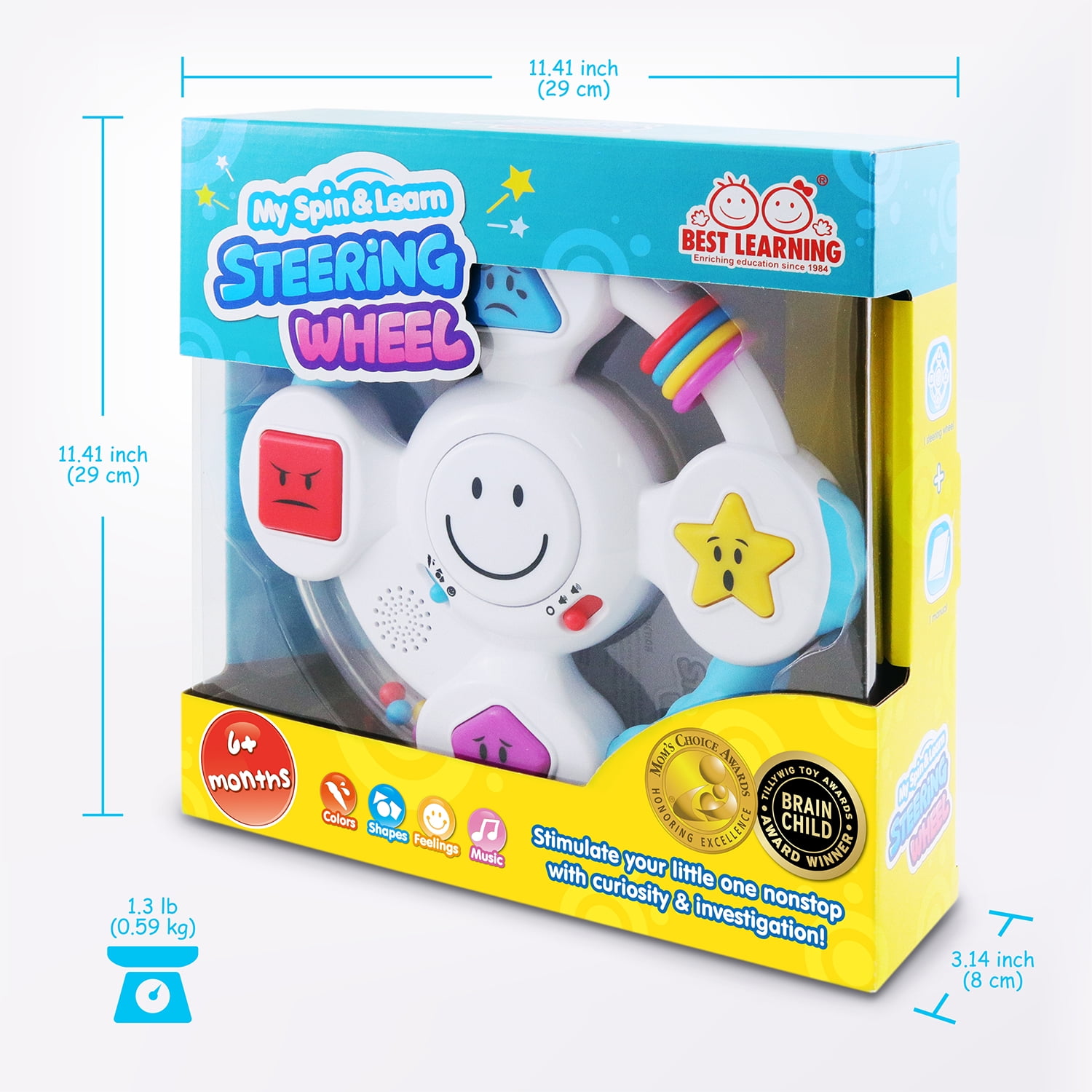 BEST LEARNING Sit and Spin Toys for Toddlers – Interactive Spin & Learn Steering Wheel for Kids Ages 1-3
