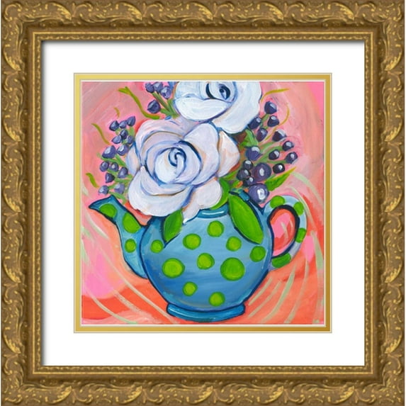 Seay, Anne 12x12 Gold Ornate Wood Framed with Double Matting Museum Art Print Titled - Flower in pot