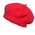 thumbnail image 4 of Women French Beret Hats Solid Color Classic Beanie Winter Cap Red One Size, 4 of 4