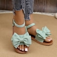 thumbnail image 4 of Pandaie Flat Sandals for Women Open Toe Bowknot Summer Beach Shoes Ankle Strap Comfortable Orthopedic Cork Footbed Slides Green 8.5, 4 of 9