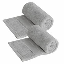 PiccoCasa 2PCS Cotton Absorbent Hand Towels Quick Dry 13" x 29" Light Gray