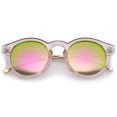 thumbnail image 1 of sunglassLA - Transparent Metal Temple Keyhole Bridge Mirror Lens P3 Round Sunglasses 50mm - 50mm, 1 of 4