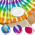 thumbnail image 4 of Colorful Rainbow Tie Dye Spiral Pattern Round Fitted Tablecloth with Elastic Edge,Dining Table Cover Waterproof,Outdoor Round Tablecloth for Camping,Dining,Indoor and Outdoor, 4 of 7