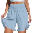 thumbnail image 2 of Levmjia Womens Ruffled Wrap Shorts High Waist Casual Polyester Elastic Waist Pocket Shorts for Everyday Wear Yoga Beach and Vacation All Season Comfort Stretchy Fit, 2 of 7