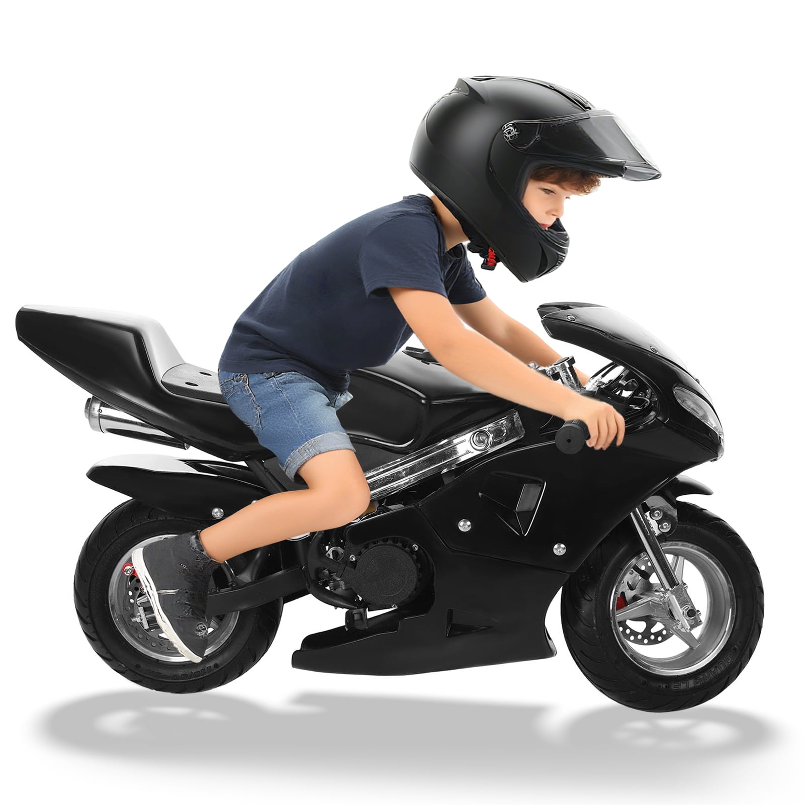 Bremoi 49cc 2 Stroke Pocket Bike,Gas Pocket Motorbike With Strong Dual Brake,Racing Max Speed 20Mph,Dual Headlights Mini Motorcycle For Kids 6-12 Years ,Black