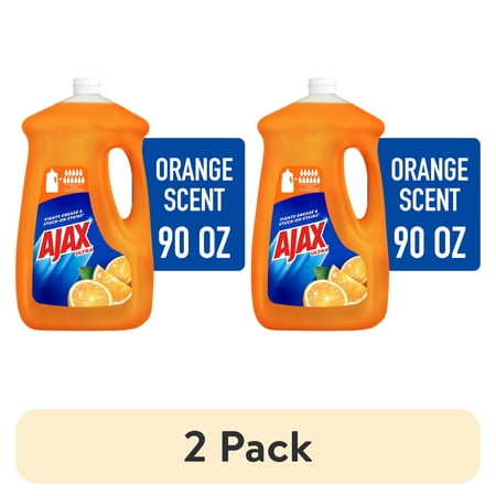 (2 pack) Ajax Ultra Liquid Dish Soap Orange Scent, Triple Action, 90 fl oz Bottle