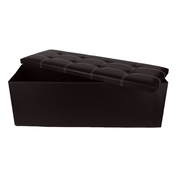 Jeobest Faux Leather Storage Ottoman Bench Collapsible ...