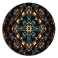 thumbnail image 3 of Designart "Fractal Odyssey Blue and Gold II" Abstract Fractal Metal Round Art Print, 3 of 5