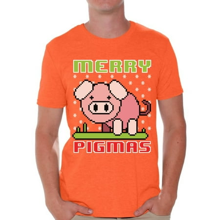 2019 Christmas Gifts For Him Awkward Styles Merry Pigmas Tshirt for Men Piggy Christmas Shirt Funny Christmas Gifts for Him Men's Ugly Christmas T Shirt Xmas Gifts for Animal Lovers Cartoon Pig Xmas Tshirt Xmas Pig Outfit ()