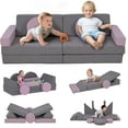 thumbnail image 1 of Qaba 12-Piece Modular Kids Play Couch Building Fort, Grey, 1 of 10