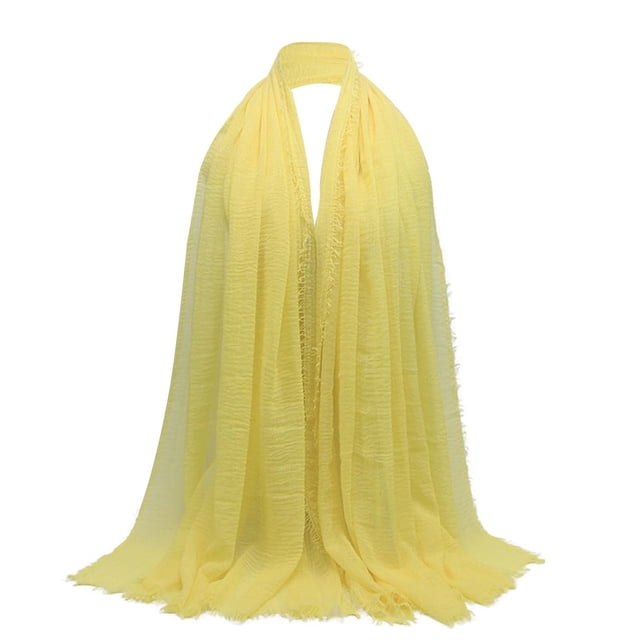 Scarf | Ladies' Solid Color Pleated Linen Scarf Versatile Sunscreen Air Conditioning Shawl for Everyday Wear