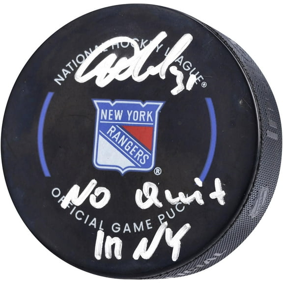 Igor Shesterkin New York Rangers Autographed Official Game Puck with "No Quit In NY" Inscription - Fanatics Authentic Certified