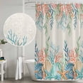 thumbnail image 5 of Summer Ocean Shower Curtain, Waterproof Shower Curtains for Bathroom, Watercolor Coastal Coral Shell Seaweed Beige Washable Fabric Bathtub Curtain Set Bath Decor with 12 Hooks 72"x78", 5 of 8