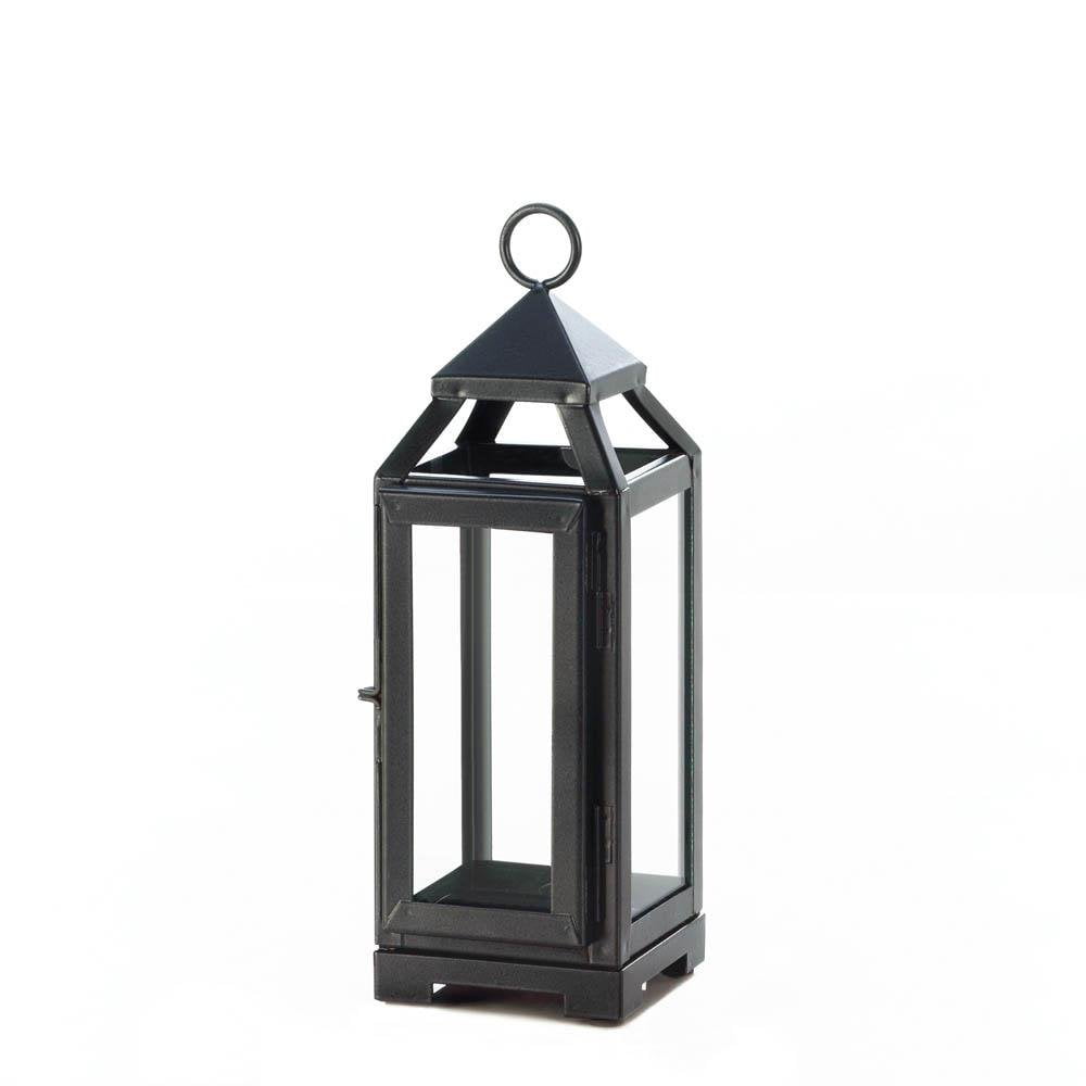 Candle Lanterns Decorative, Outdoor Patio Small Slate Black Metal
