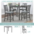 thumbnail image 2 of GZXS Wooden Dinette Set for 4, Modern 5 Piece Dining Room Table Set with Square Table & 4 Slatted Backrest Upholstered Chairs, Counter Height Kitchen Chairs Set for Small Space, Gray, 2 of 9
