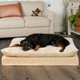FurHaven Pet Products Embossed Faux Fur & Suede Orthopedic Pillow Top Mattress Pet Bed for Dogs