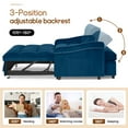 thumbnail image 3 of Lunale Pull Out Sofa Bed, Loveseat Sleeper with USB/Type-C, Adjust Back, Convertible Sleeper Sofa for Living Room/Apartment, Blue Velvet, 3 of 9