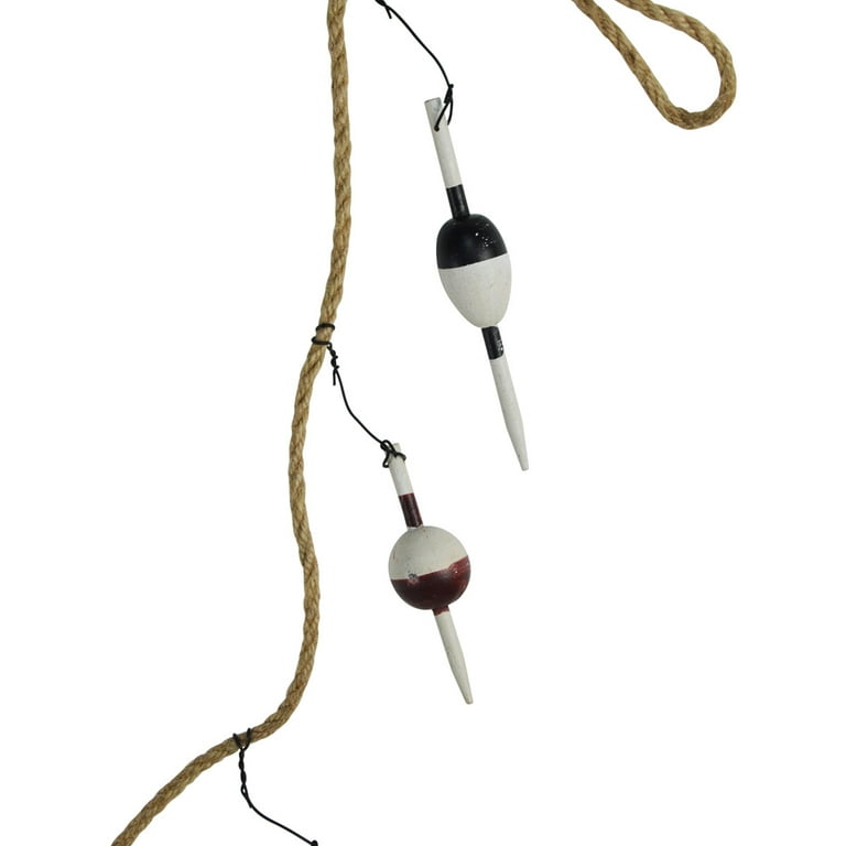 Bobber Garland 9' Fishing Net Floats on Nautical Rope Bobber Garland 9' Fishing Net Floats on Nautical Rope