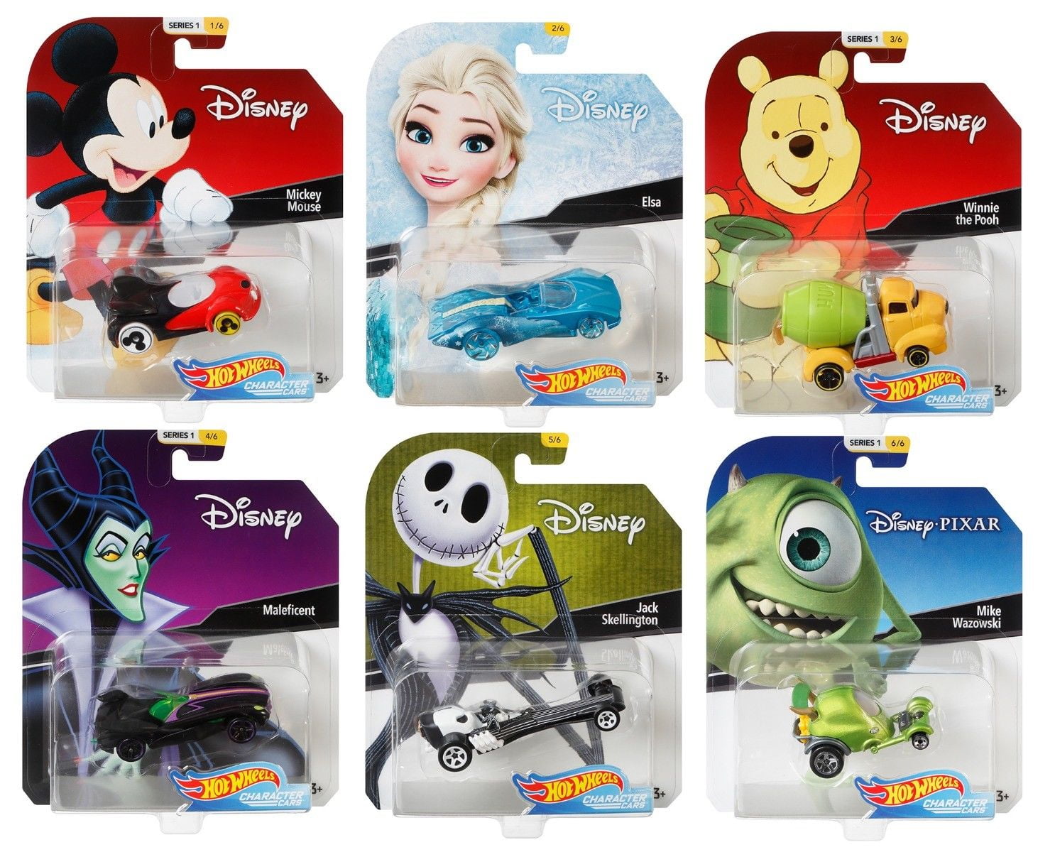 2018 Hot Wheels 1/64 Disney Character Cars Set of 6 Collectible Die