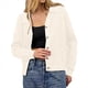 thumbnail image 2 of Suéter de Cuello de Solapa para Mujer, Chaqueta de Punto con Botones y Abertura Frontal, Cárdigan de Larga con Botones Albaricoque M, 2 of 7