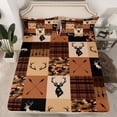 thumbnail image 2 of Homewish Jungle Deer Moose Twin Sheet Sets for Men, Brown Camo Buffalo Twin Fitted Sheet, Rustic Hunting Theme Flat Sheet, Microfiber Bedroom Decor, 3-Piece, 2 of 7