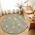 thumbnail image 3 of Light Yellow Ducks Round Area Rugs 3 ft, Rustic Nursery Floral Olive Green Meadow Animal Washable Small Area Rug with Non-Slip Sturdy Edge Binding Round Front Door Mat Floor Carpet for Entryway, 3 of 9