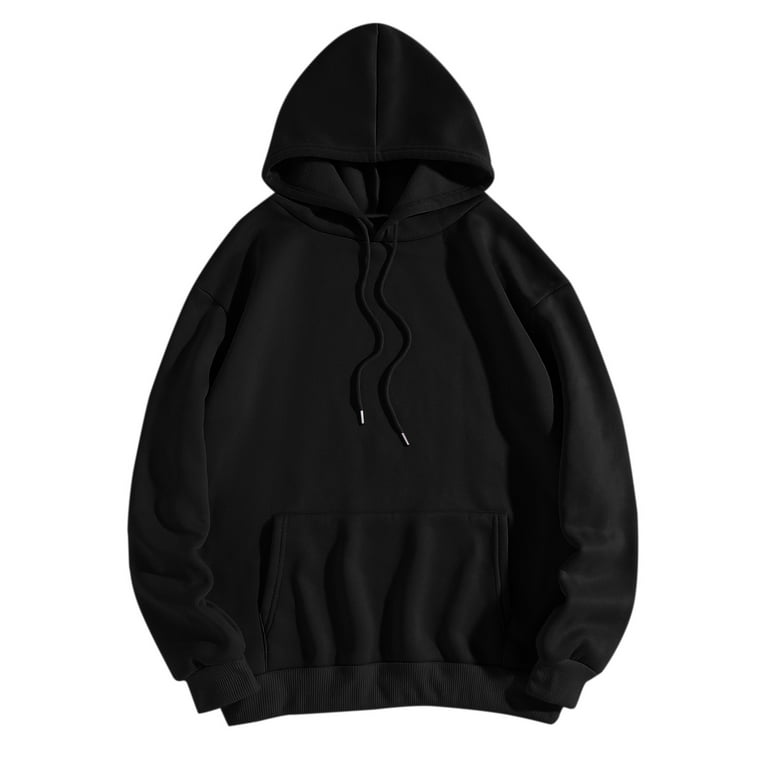 Fsqjgq Black Hoodie Hoodies for Men Womens Fashion Oversized Sweatshirt Plus Size Design Big Pocket Drawstring Jackets Pullovers Black S Walmart