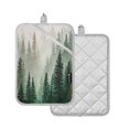 thumbnail image 2 of 2 Pieces Square Heat Insulation Pads Square Heat Insulation Gloves Oven Gloves Kitchen Gloves Cooking Gloves Heat Insulation Gloves Beautiful Green Forest, 2 of 7