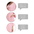 thumbnail image 3 of ANLIQI 100% Cotton Zipper Robes for Women 3/4 Sleeve Bathrobe Lightweight with Pockets Loungewear(Pink,XL), 3 of 6