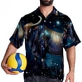 thumbnail image 4 of Taurus Constellation Men's Hawaiian Print Casual Button Down Short Sleeve Summer Beach Shirt - Unisex, 4 of 6