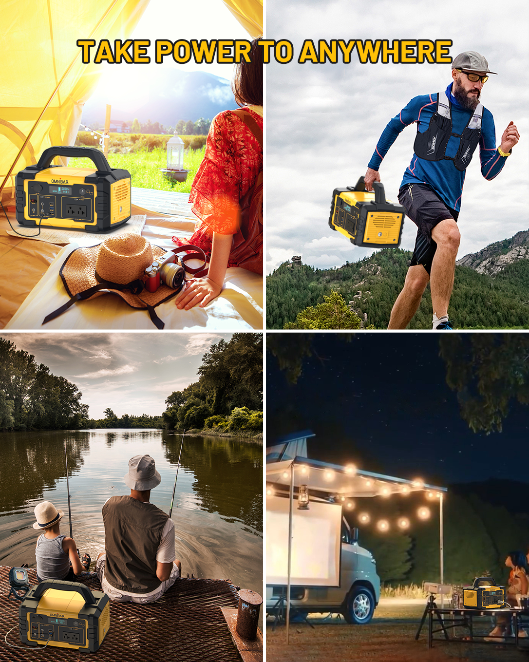 Enyopro 1000W Portable Power Station, Triple Charging Mode - Solar/Car/Wall, 120V AC Outdoor Emergency Power Supply with Safety Protection for Camping Disaster Relief Backup Battery