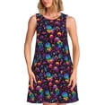 thumbnail image 1 of Balery mushroom colorful Skull Vestidos de verano para mujer con estampado: vestido holgado sin mangas, vestido playero informal y cómodo para días calurosos., 1 of 7