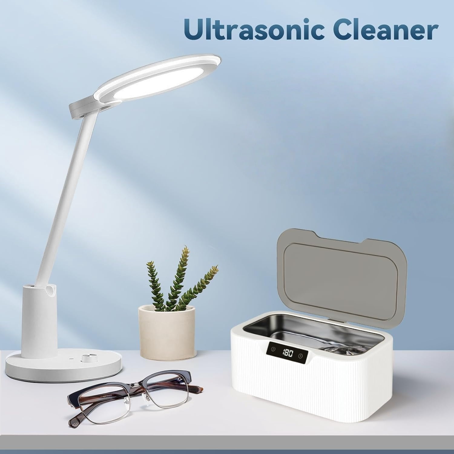 Behome Ultrasonic Jewelry Cleaner, 17oz 47KHz Professional Jewelry Cleaner, 3 Modes with Digital Timer, Portable Ultrasonic Cleaner for Jewelry, Eyeglasses, Rings, Watch Strap, White