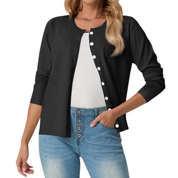 Fall Cardigan Sweaters for Women Lightweight 2026 Long Sleeve Button Down Open Front Cardigan, M