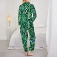 thumbnail image 5 of Junzan Monstera Leaves Print Womens Pajama Sets,Long Sleeve Button Down For Women Pjs 2 Piece, 5 of 9