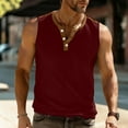 thumbnail image 6 of Xuniizn Mens Tank Top Summer Solid Sleeveless Henley Button V Neck Basketball Undershirts Casual Loose Soft Cozy Breathable Holiday Beach T Shirts, M-3XL, 6 of 9