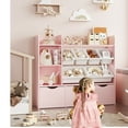 thumbnail image 6 of Homfa Kids Bookcase with 6 Storage Bins, Multi-Purpose Toy Organizers Bookshelf with 3 Drawers for Bedroom Playroom, Pink, 6 of 7