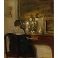 thumbnail image 2 of Carl Holsøe 20x23 Gold Ornate Framed and Double Matted Museum Art Print Titled - A Lady Playing the Piano, 2 of 4