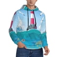 thumbnail image 2 of Fotbe Men's Hoodie with Lighthouse Sea Port Pattern - Kangaroo Pocket Pullover Hooded Sweatshirt, Perfect for Daily Wear, Travel, and Home-X-Large, 2 of 7