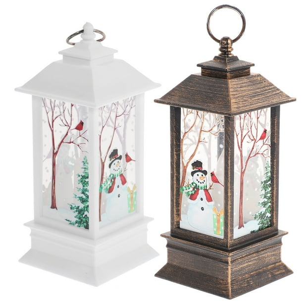 Linterna de tormenta de Navidad, farol LED de Navidad, farol decorativo, candelabro, decoración, 2 uds.