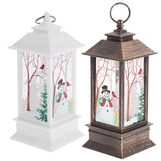 Linterna de tormenta de Navidad, farol LED de Navidad, farol decorativo, candelabro, decoración, 2 uds.