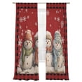 thumbnail image 7 of Christmas Cute Sheer Curtains 84 inches Long 2 Panels Set Snowman Red Buffalo Plaid Border Tiers Sheers Rod Pocket Small Window Short Curtains for Kitchen Cafe, Each 52" W x 84" L, 7 of 7