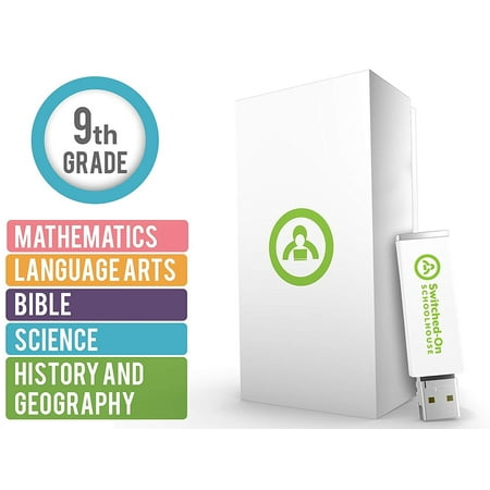 Switched on Schoolhouse, Grade 9, USB 5 Subject Set – Math, Language, Science, History, & Bible, 9th Grade Homeschool Curriculum by Alpha (Best 9th Grade Homeschool Curriculum)