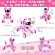 Remote Control Robot Cat, Intelligent Electronic Pet, Multi-Functional Programmable Singing and Dancing Toys, 8 Years and Up, Pink