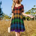 thumbnail image 3 of Seamless Reapeating Plaid LGBTQ Pride Flag Pattern Dress Long veiled dresses summer women's dress 2024, 3 of 6